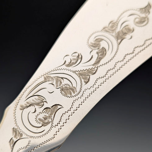 1898年 英国アンティーク アントラーハンドル サービングカトラリー7点セット ケース入 William Beatson & Sons